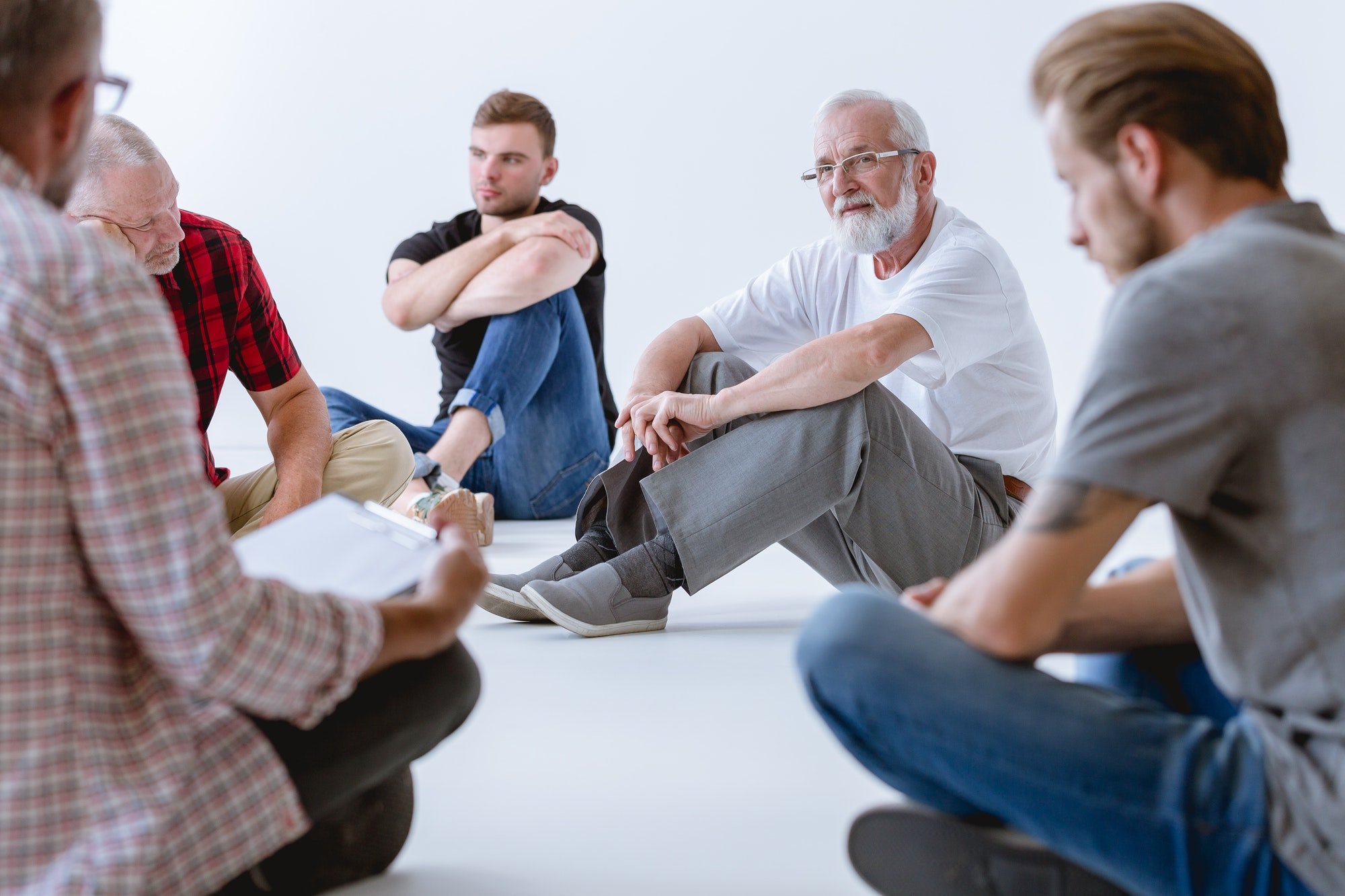 During group psychotherapy men discover their hopes, fears, losses, frustrations, and traumas